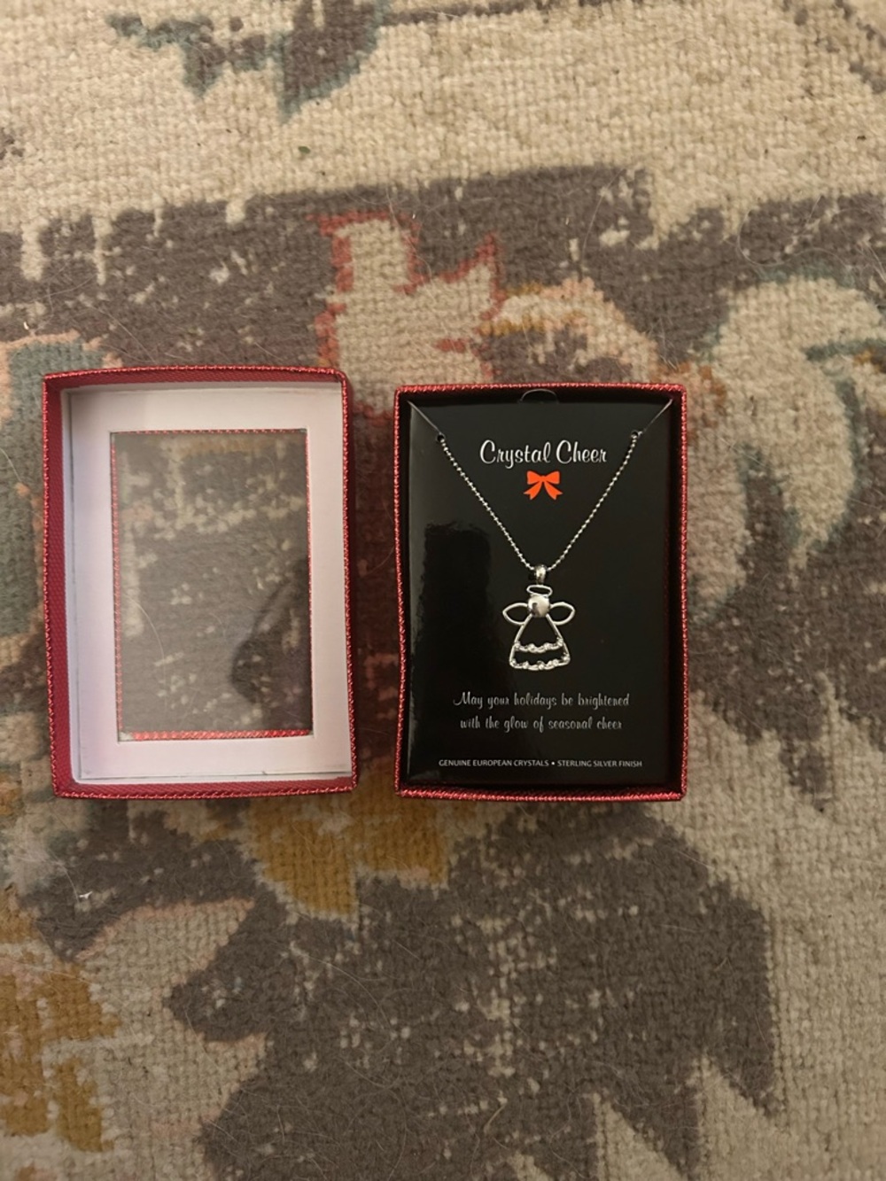 Crystal Cheer Women’s Angel Necklace - Sterling Silver Finish - NIB